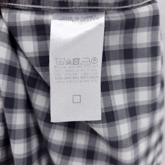 ERMENEGILDO ZEGNA Shirt Gray White Check Plaid 100% Cotton Size XL - Picture 9 of 11
